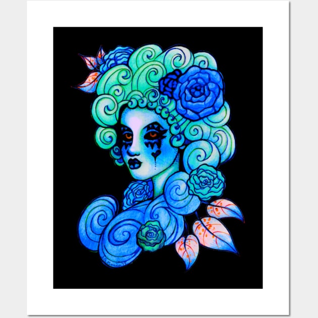 Aqua Blue Curls Lady Wall Art by Flutter Eyes Butterfly Skies The Art Of Stephanie Ann Garcia